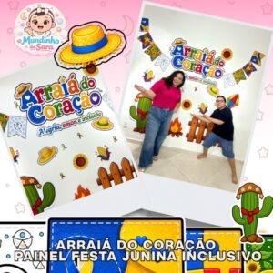 Arraiá do Coração – Painel Junino Inclusivo para Imprimir