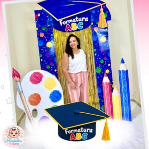 Painel de Formatura ABC com Arco, Paleta e Lápis 3D